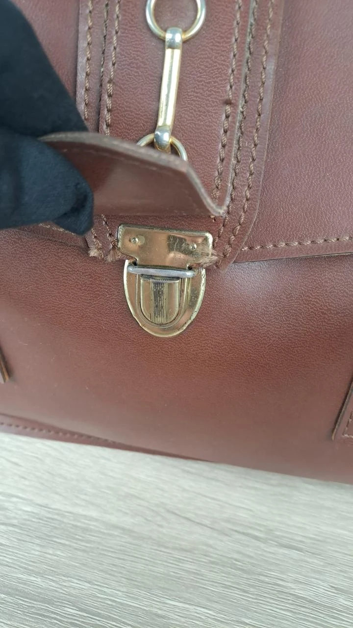 Vintage / Retro / Brown / Women / Leather / 155 Bitting Satchel Handbag / Vintage Dressing – photo 5